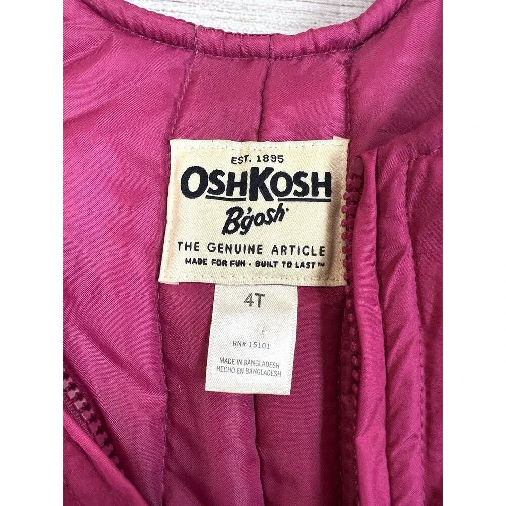 OshKosh B'gosh Girls Insulated Winter Snow Bib Overalls Pants Ski Snowboard 4T